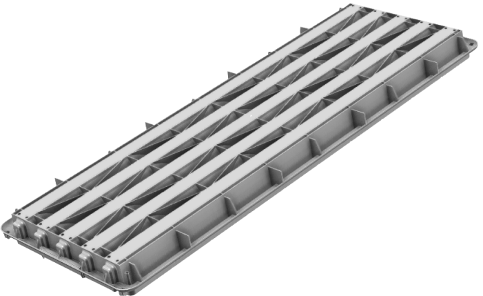 Cross bracing of plastic core tray